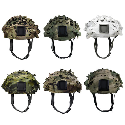 3D Camo Net Airsoft Helmet Cover Laser Cut Nylon Drawstring Helmet Scrim for CS Wargame Paintball Hunting Accessories