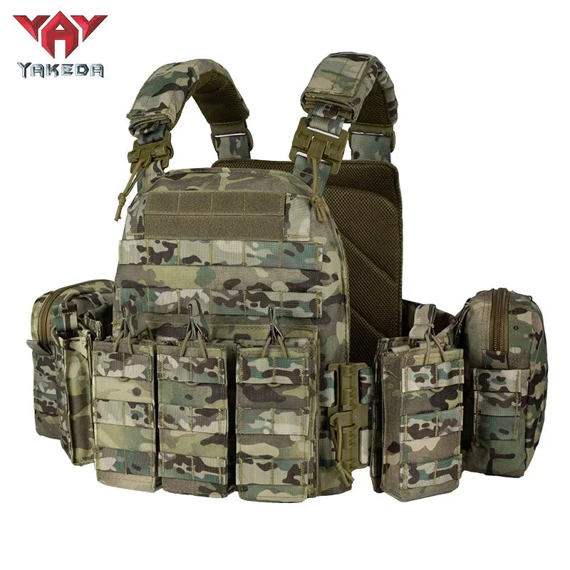 YAKEDA Tactical Plate Carrier Quick Release Quick Disassembly Training Vest, detachable and expandable, comfortable, breathable