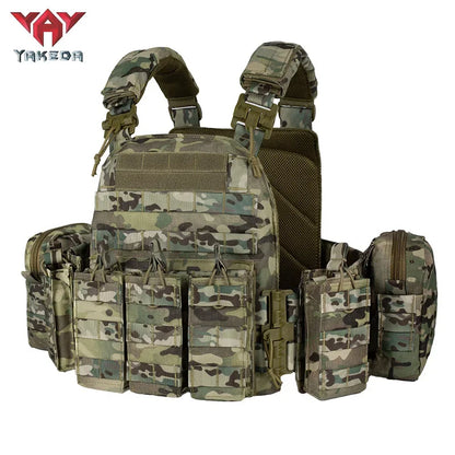 YAKEDA Tactical Plate Carrier Quick Release Quick Disassembly Training Vest, detachable and expandable, comfortable, breathable
