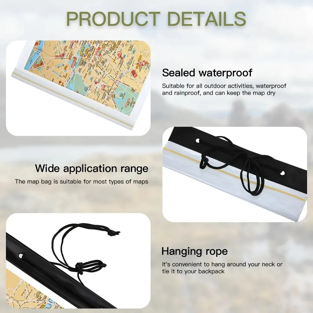 1PC Map Case Clear Waterproof PVC Document Stationery Holder Cover Portable Outdoor Camping Pocket Bag with Zipper