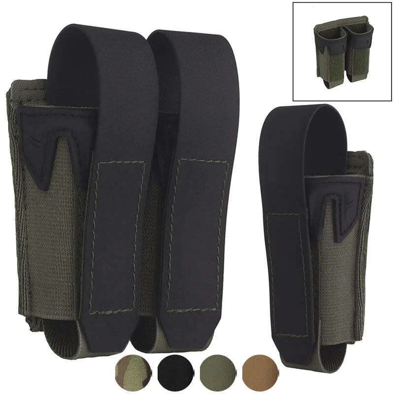 Multi-Purpose MOLLE Pouch Elastic 9mm Mag Flashlight Pepper Spray Holder Lightweight Camo Storage for Hunting Airsoft Belt Vest