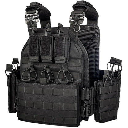 Tactical Vest Plate Carrier Adjustable Chest Bag Multi Pocket Outdoor Training Gear