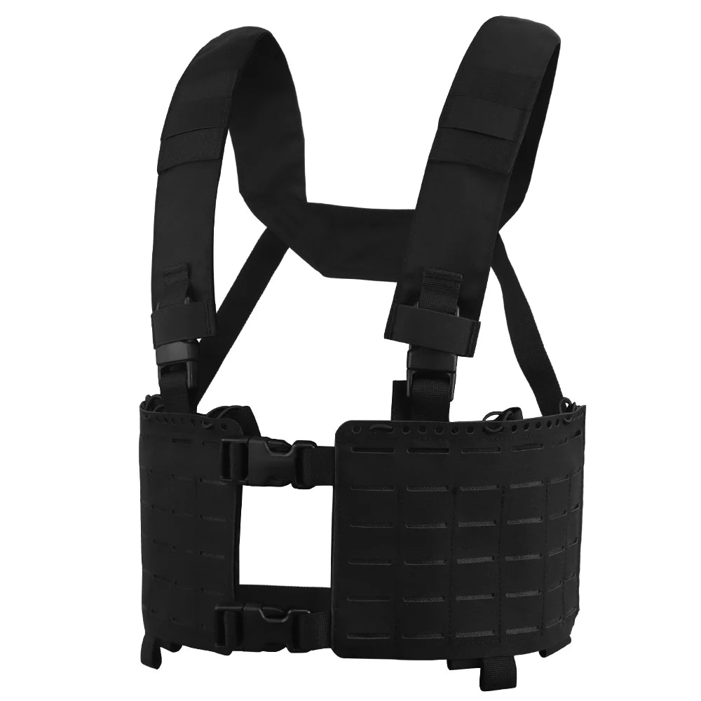Alpha Tactical Chest Rig MOLLE Split Double Panel Chassis Hunting Combat Airsoft Vest Internal Elastic Magazine Storage Bag Gear
