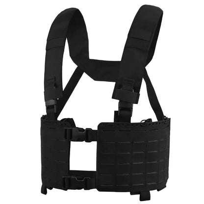 Alpha Tactical Chest Rig MOLLE Split Double Panel Chassis Hunting Combat Airsoft Vest Internal Elastic Magazine Storage Bag Gear
