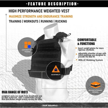 MOLLE System Tactical Vest Adjustable Buckle Waistcoat for Airsoft CS Wargame Hunting Camping Outdoor Training Cosplay Game Vest