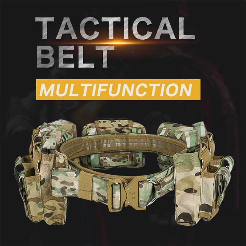 ARTEX Tactical Battle Belt 7 in 1 Airsoft Utility, Tactical Waist Belt 1000D Nylon Tactical Duty Belt with Mag Pouch Bag