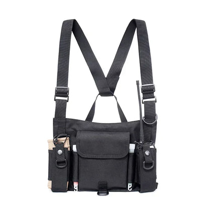Tactical Vest Man Military Chest Rig Pack Pouch Holster Walkie Talkie Radio Waist Pack Tactical Harness Travel Adjustable Vest