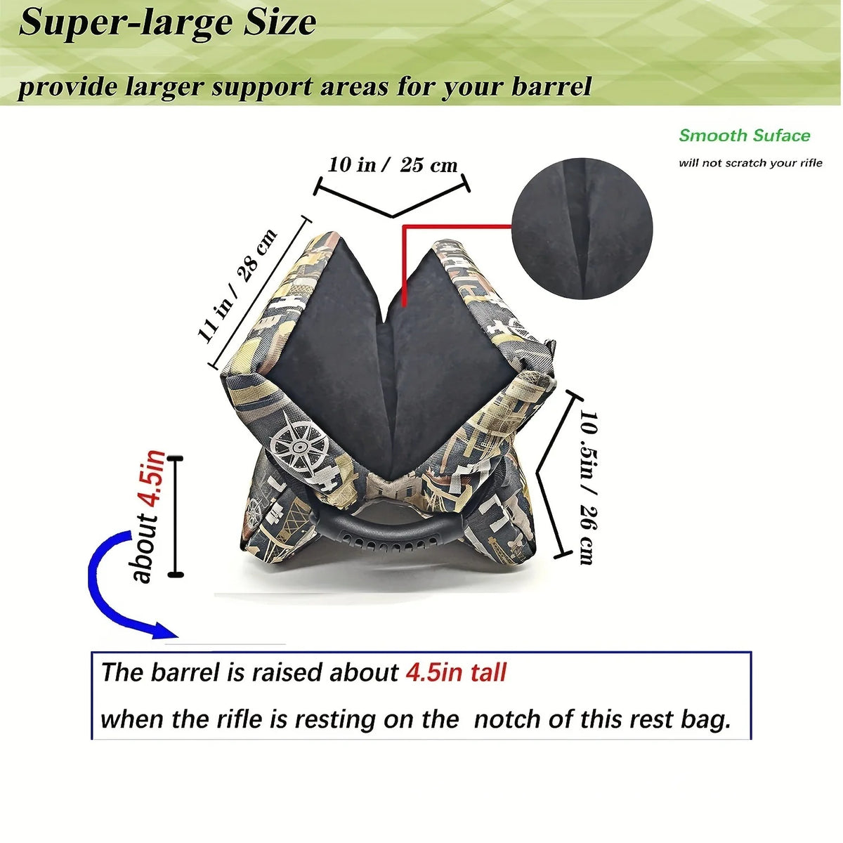 Durable Tactical Shooting Rest Bag Bench Target Stand Large Size Sand Bag for Hunting Photography CS Adjustable Support Sandbag