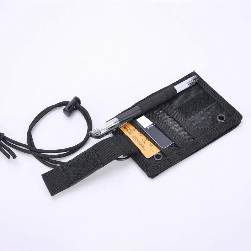 Portable Tactical Card Sleeve Clear ID Tag Holder Neck Lanyard Waterproof Document Pouch Military Style Badge Bag
