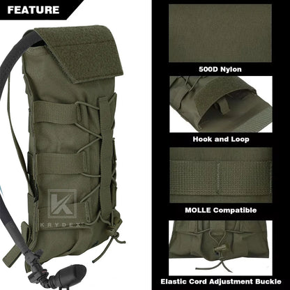 KRYDEX 500D Tactical 1.5L Hydration Carrier MOLLE Pouch Modular 50oz Water Bladder Bag Pack Hunting Outdoor Hiking Accessories