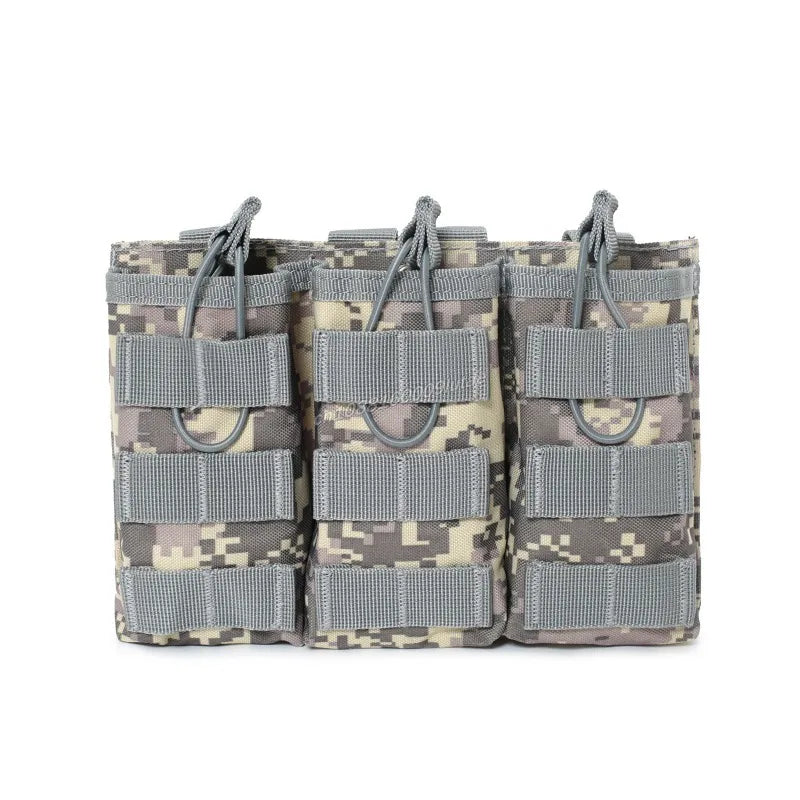 AG 3 MOLLE 5.56 M4 Triple Magazine Pouch Tactical Vest Bungee Retention Plate Carrier Front Placard MAG Holder Bag Airsoft