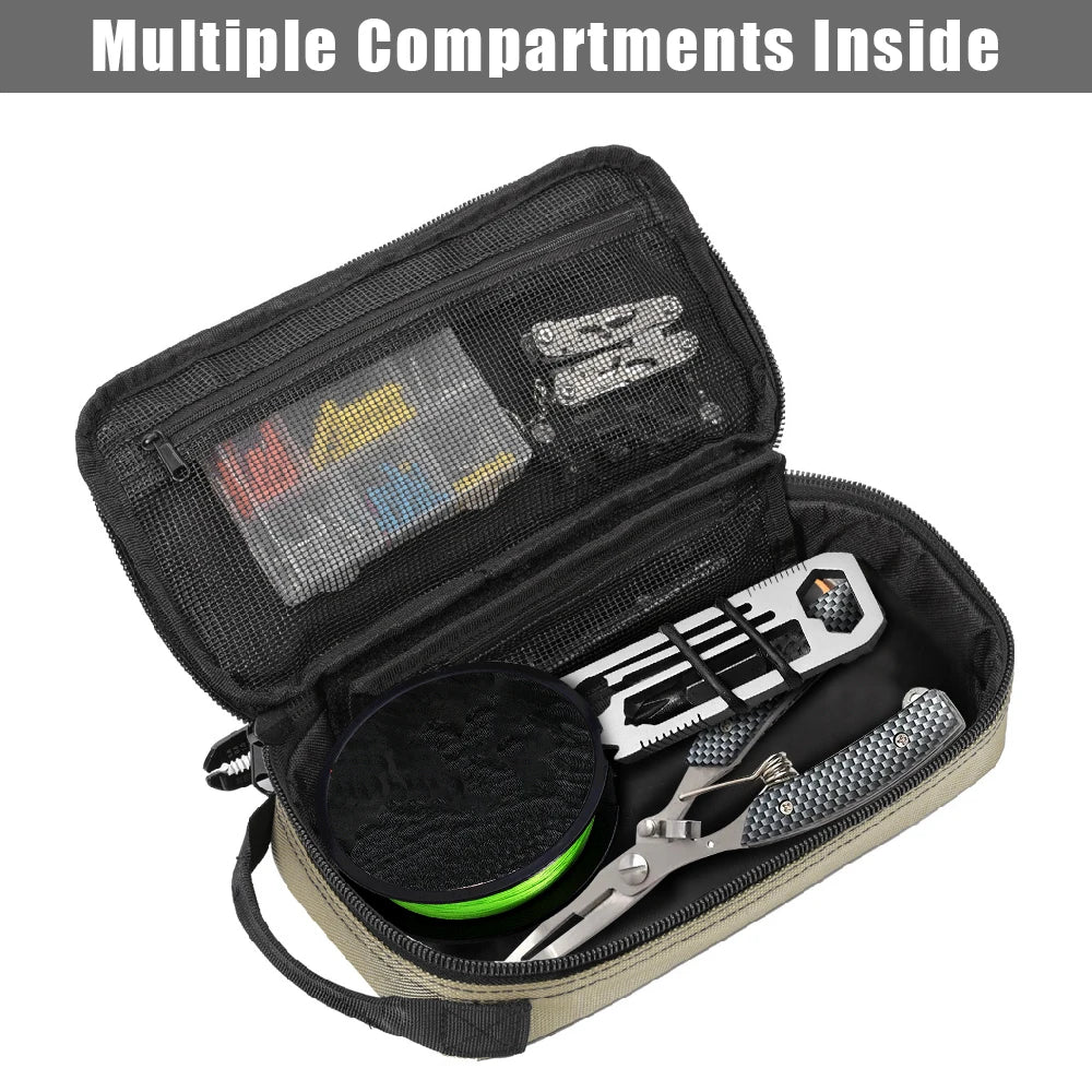 Tactical Utility EDC Pouch Heavy Duty Small Tool Bag Portable Organizer Case with Handle for EDC Motorcycle Road Bike