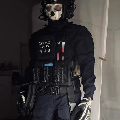 Airsoft Call of Duty 19 COD Ghost Nightwar Style Plate Carrier Chest Equipment Set Tactical Vest Full Set for Outdoor Cosplay