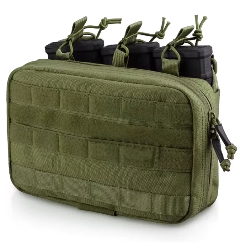 Tactical Mag Admin Pouch Molle Utility Tool Pouch Medical EMT Organizer Triple Stacker Magazine Holder for M4 M16
