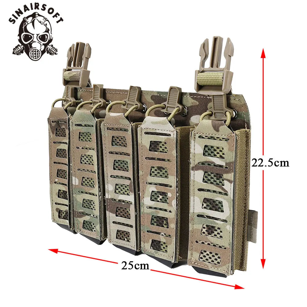 SINAIRSOFT Tactical MP5 MP7 Magazine Pouch With Hook&Loop and Elastic Retention Straps For Vest Chest Rig Accessories