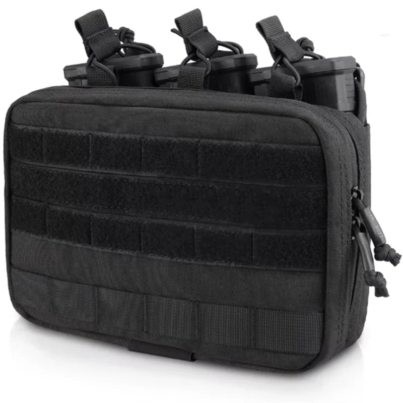 Tactical Mag Admin Pouch Molle Utility Tool Pouch Medical EMT Organizer Triple Stacker Magazine Holder for M4 M16