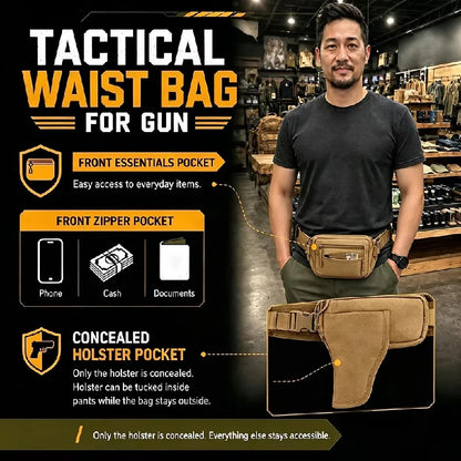 Tactical Waist Fanny Pack Concealed Carry Pistol Gun Bag Anti-Theft Hidden Gun Hip Bag Crossbody EDC Tool Bag for Hunting Hiking