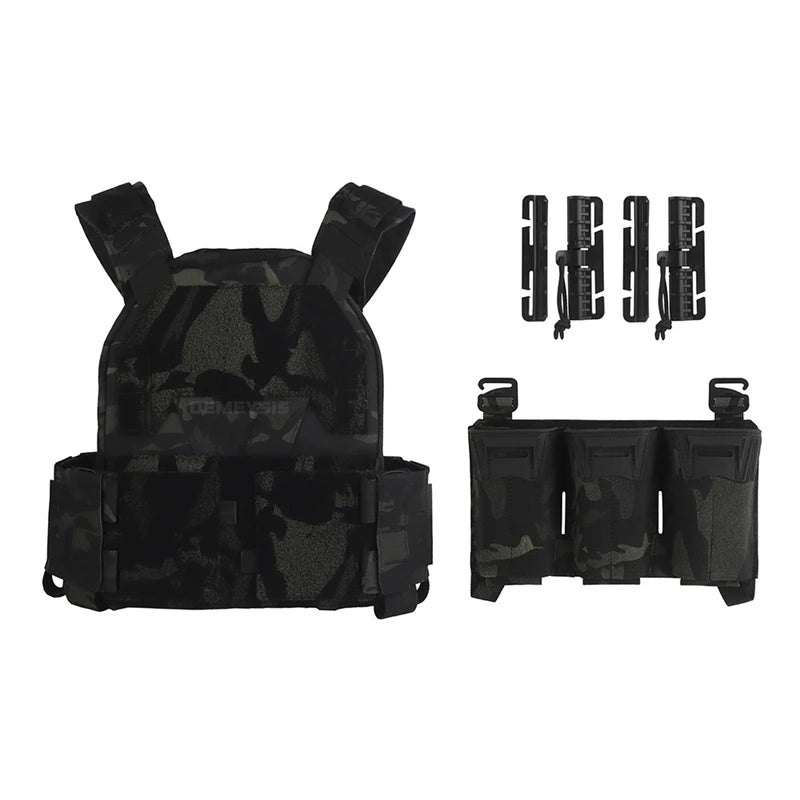 Tactical CS Plate Carrier Airsoft Hunting Vest with MultiCaliber 9MM 6PCS Long Mag / 5.56 Triple Magazine Pouch Hunting Vests