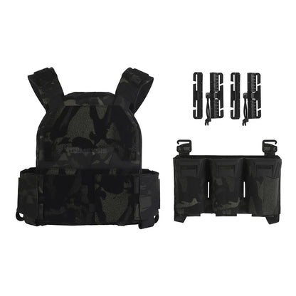Tactical CS Plate Carrier Airsoft Hunting Vest with MultiCaliber 9MM 6PCS Long Mag / 5.56 Triple Magazine Pouch Hunting Vests