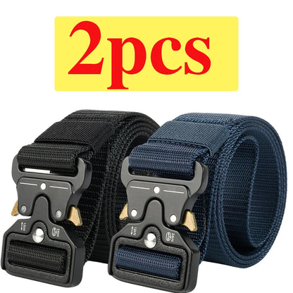 Two-Pack Quick-Release Symmetrical Buckle Tactical Belt; Outdoor Sports Exercise Training Hunting Nylon Canvas Belt