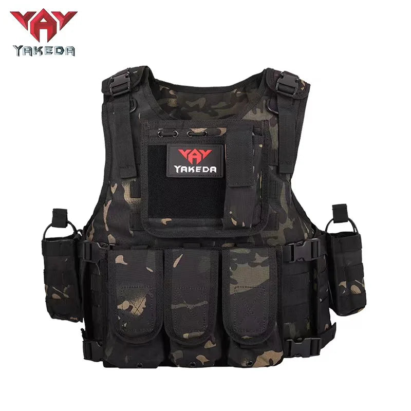 YAKEDA Tactical Vest Camouflage Body Armor Sports Wear Hunting Molle Black
