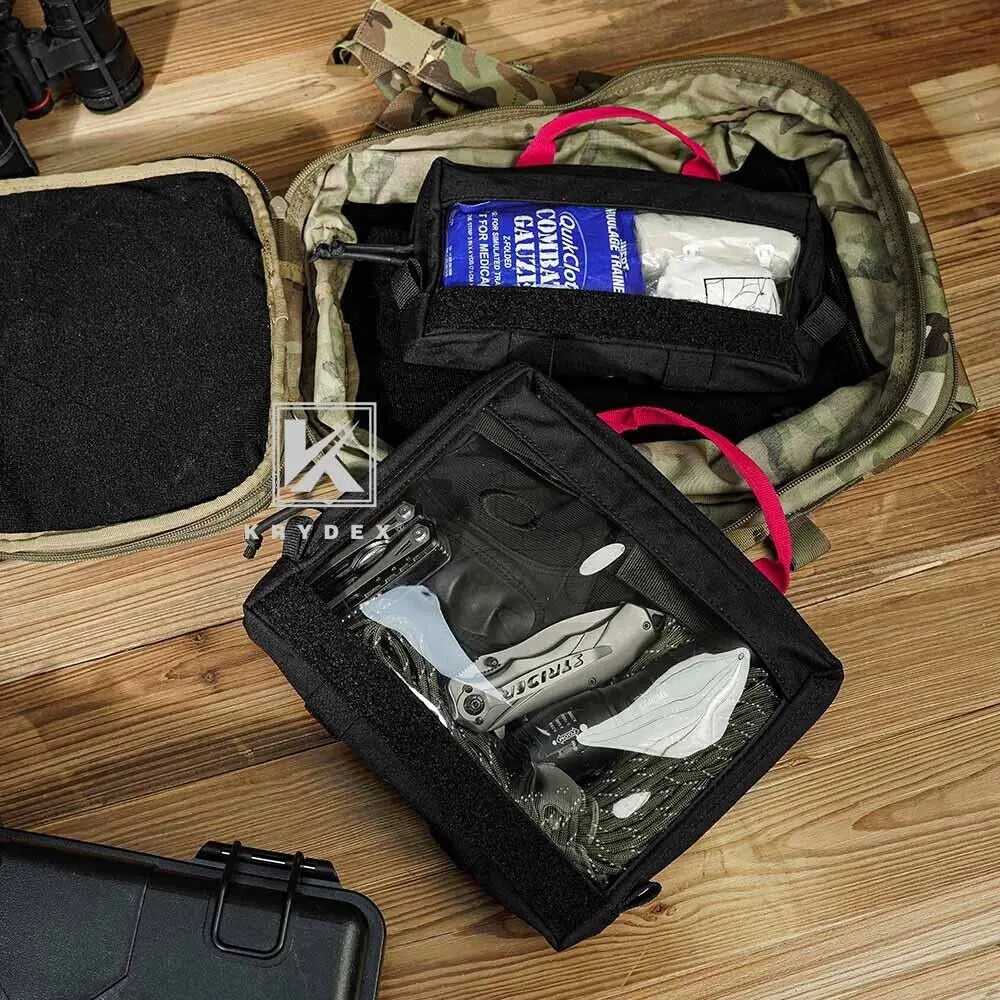 KRYDEX Tactical Clear Top Insert Pouch for D3 Backpack First Aid Bag Camping Travel Survival Medical Storage Bag Accessories