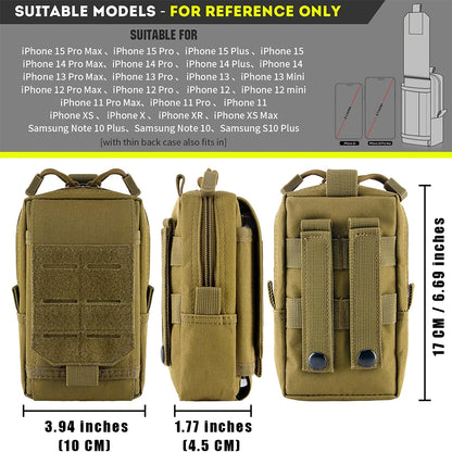 Tactical MOLLE EDC Utility Waist Bag & Cell Phone Pouch Compact EDC Outdoor Gadget Organizer Vest Pack Purse Smartphone Holster