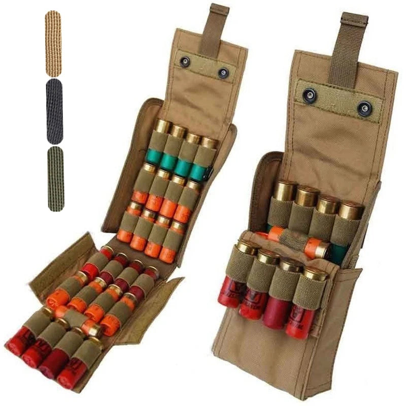MOLLE Tactical 25 Rounds Shotshell Pouch Holder Compact Foldable Shotgun Reload Ammo Mag Bag Quick Access Shotgun Shell Carrier