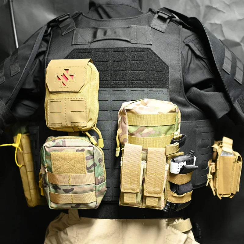 Tactical Vest Set Airsoft Koenig Ghost Full Set Vest with Shoulder Pad Walkie-Talkie Bag First Aid Kit CS Cosplay Equipment