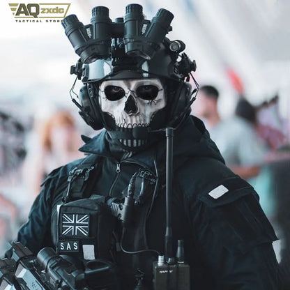 Airsoft Call of Duty 19 Cosplay Night Raid Ghost Tactical Full Set of Equipment, Ghost Tactical Mask Tactical Vest & Hemlet Set