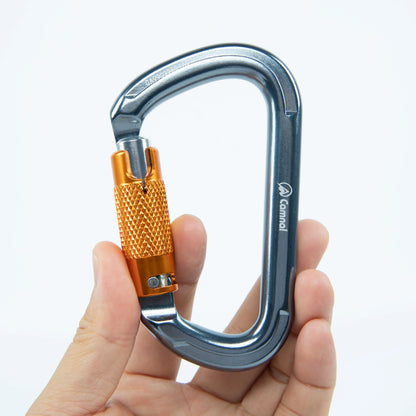 Camnal Heavy Duty 30KN Aluminum Double Lock D Shape Climbing Carabiner Hook Aerial Work CE Certified Model 9903 Custom Logo