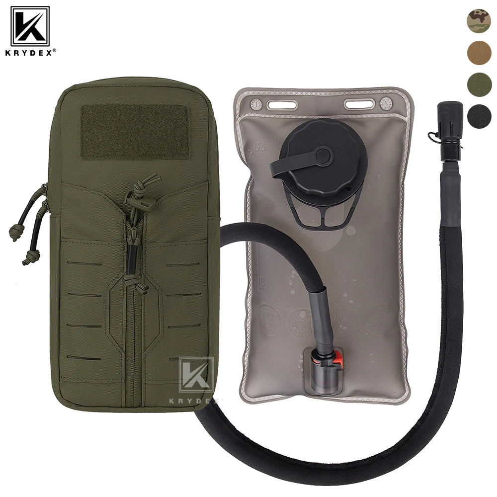 KRYDEX 500D Tactical 1L Hydration Pack MOLLE Pouch 34oz TPU Water Bladder Bag Outdoor Hiking Camping Hunting Accessories