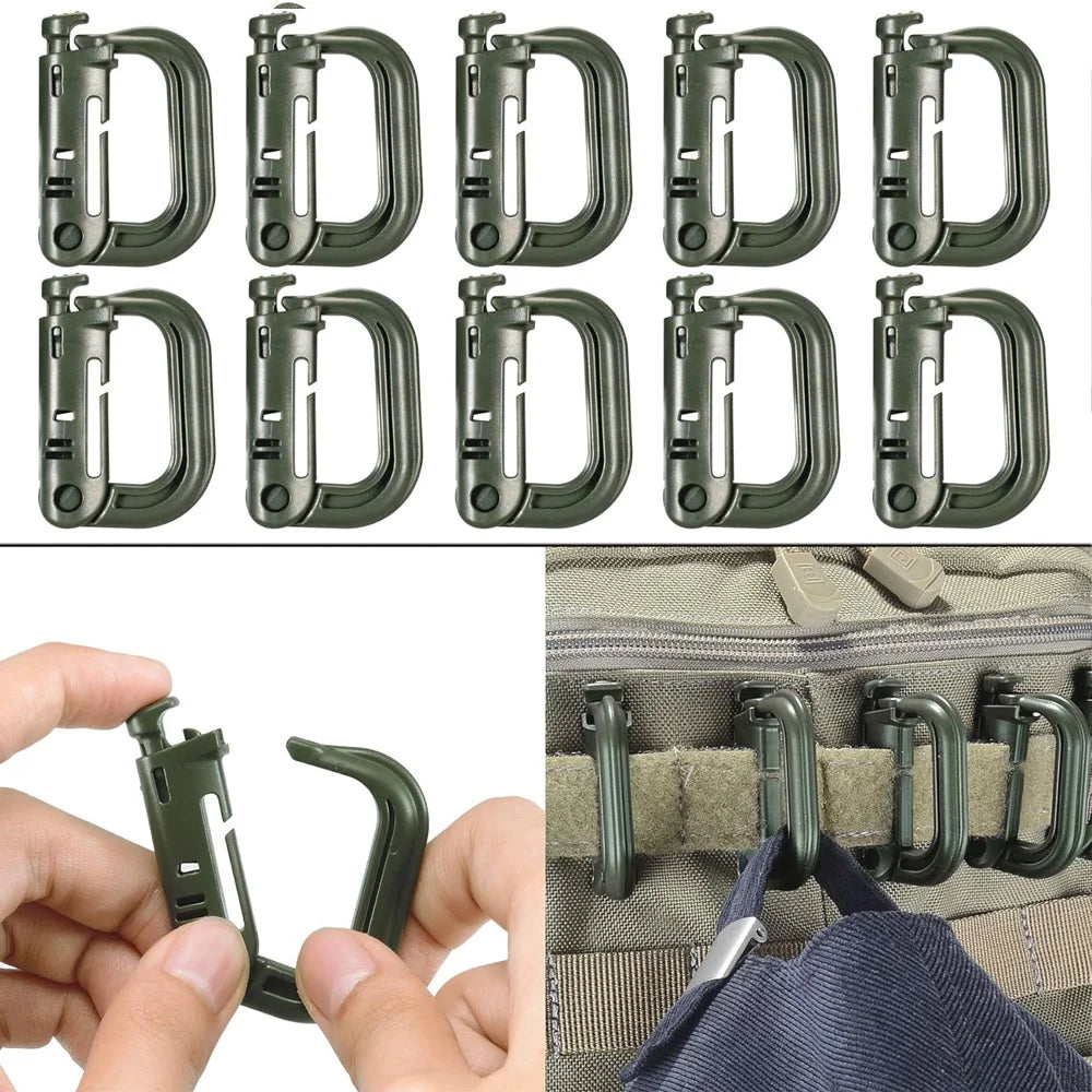 30pcs Attachments for Molle Bag Backpack Vest Belt D-Ring Locking Gear Clip Web Dominator Elastic Strings