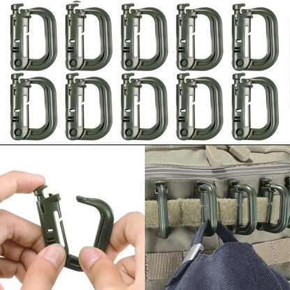 30pcs Attachments for Molle Bag Backpack Vest Belt D-Ring Locking Gear Clip Web Dominator Elastic Strings
