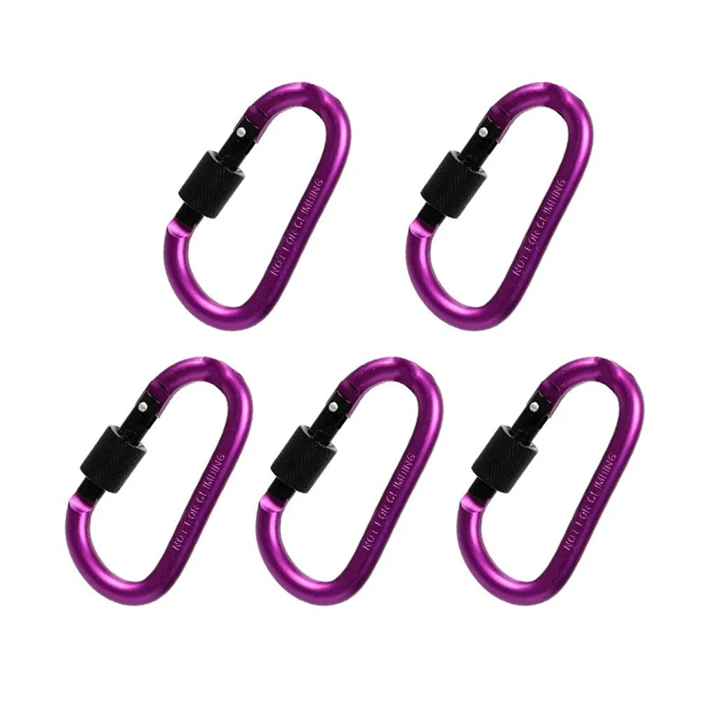 5pcs Carabiner With Lock Set Aluminium Alloy Tourist Hooks Fishing Carbin Buckle Caribiner Clip Key Holder Keychain Camping Tool