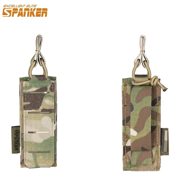 Tactical Pistol Magazine Pouch 9mm Extended Single Mag Pouch Molle  Holster Hunting Flashlight Torch Holder Airsoft Accessories
