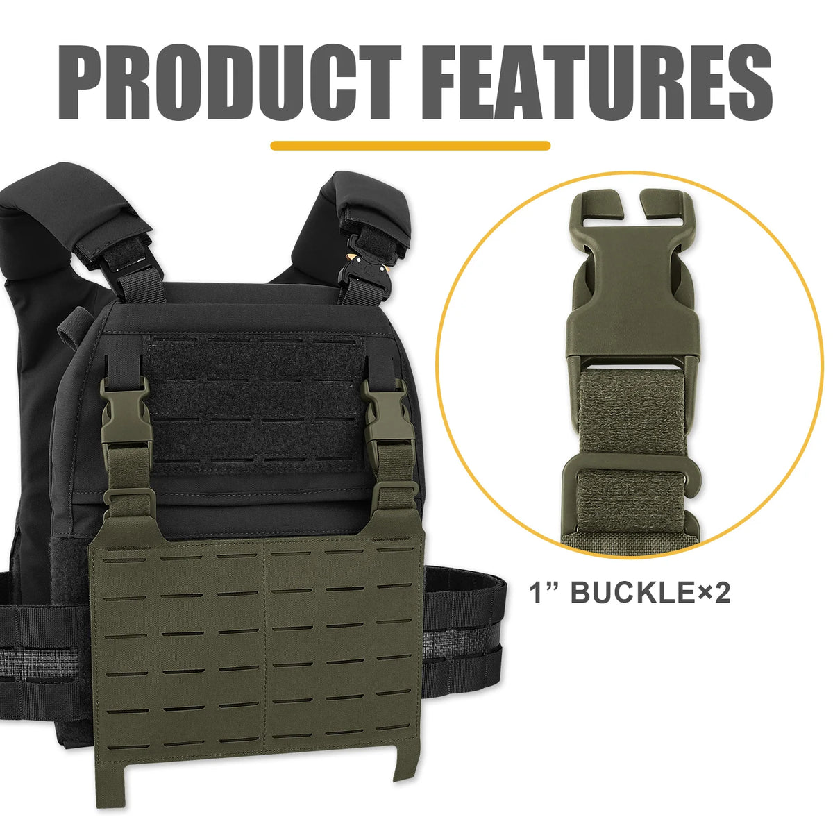 KRYDEX Tactical MOLLE Front Panel Detachable Flap Adapt G Hook Buckle For Hunting Vest Plate Carrier Chest Rig Accessories
