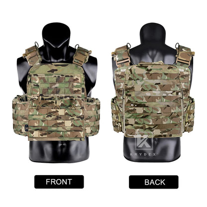KRYDEX 500D CPC Heavy Duty Tactical Vest Modular MOLLE Plate Carrier Vest with Magazine & Radio Pouch for Combat Hunting Outdoor