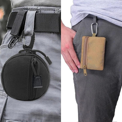 Mini EDC Tool Pouch Keychain Zipper Holder Earphone Key Wallet Coin Purses Utility Outdoor Hiking Hunting Accessories Waist Bag