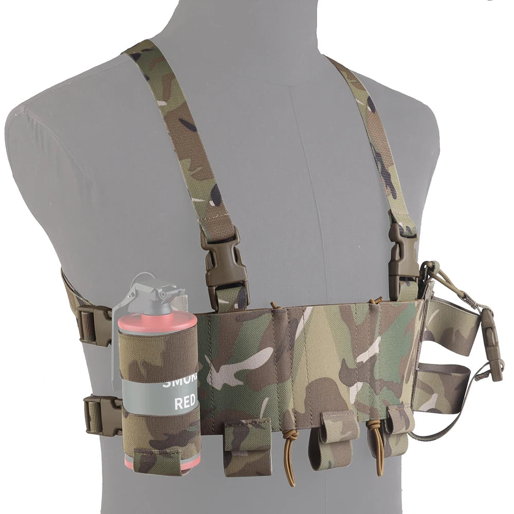 Tactical Double Layer Chest Rig Triple 5.56 Mag Pouch Airsoft Hunting Quick Release Training Vest Side Radio Pouch