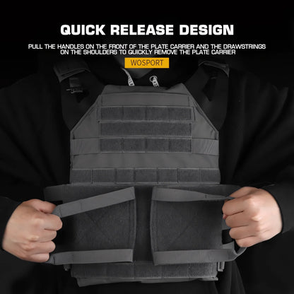 Wosport JPC 2.0 Tactical Vest Modular Quick Release Adjustable Cummerbund Rear Zipper Panel Mount for Airsoft Tactical Games