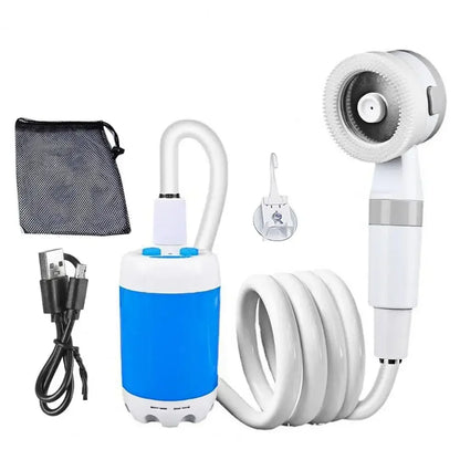 Portable Camping Shower USB Rechargeable Electric Shower Pump Outdoor Travel Hiking Bathing Shower Kit with Water Pump