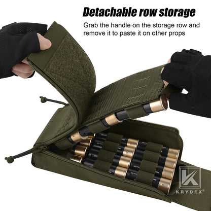 KRYDEX Tactical Shotgun Shell Holder Pouch 24 Rounds Cartridge Bag 8 Guage 12 Guage Molle Ammo Pouch Hunting Accessories