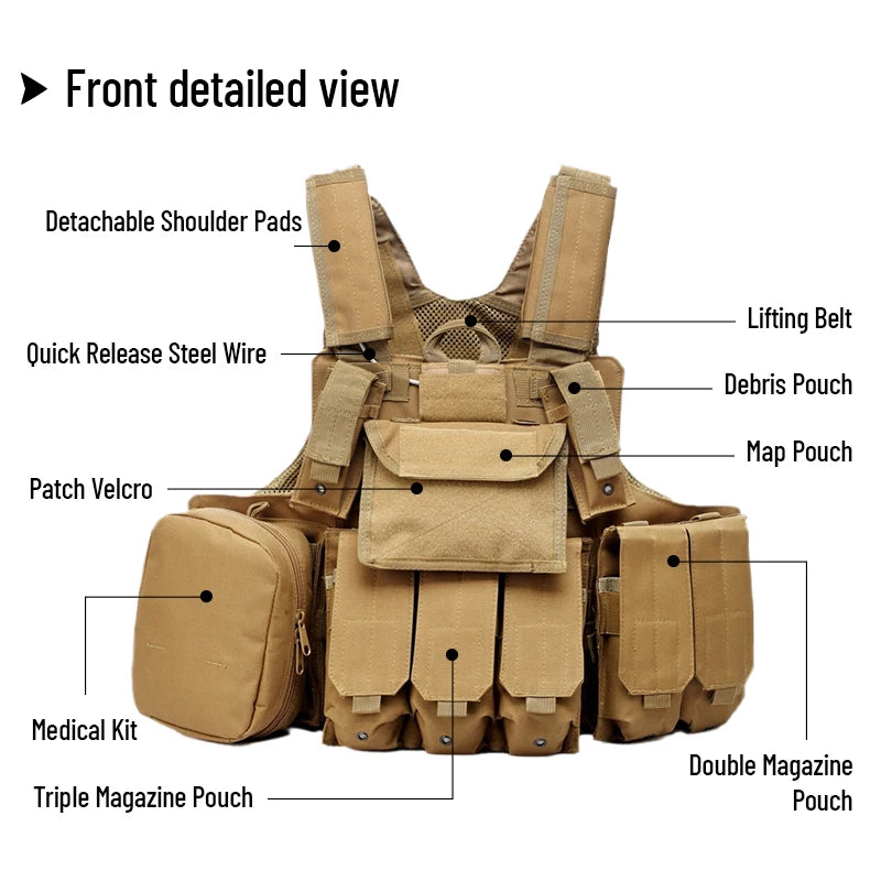 Quality Wholesale High Quality Polyester Outdoor Tactical Multi Functional Hunting Black Green Quick Release Vest