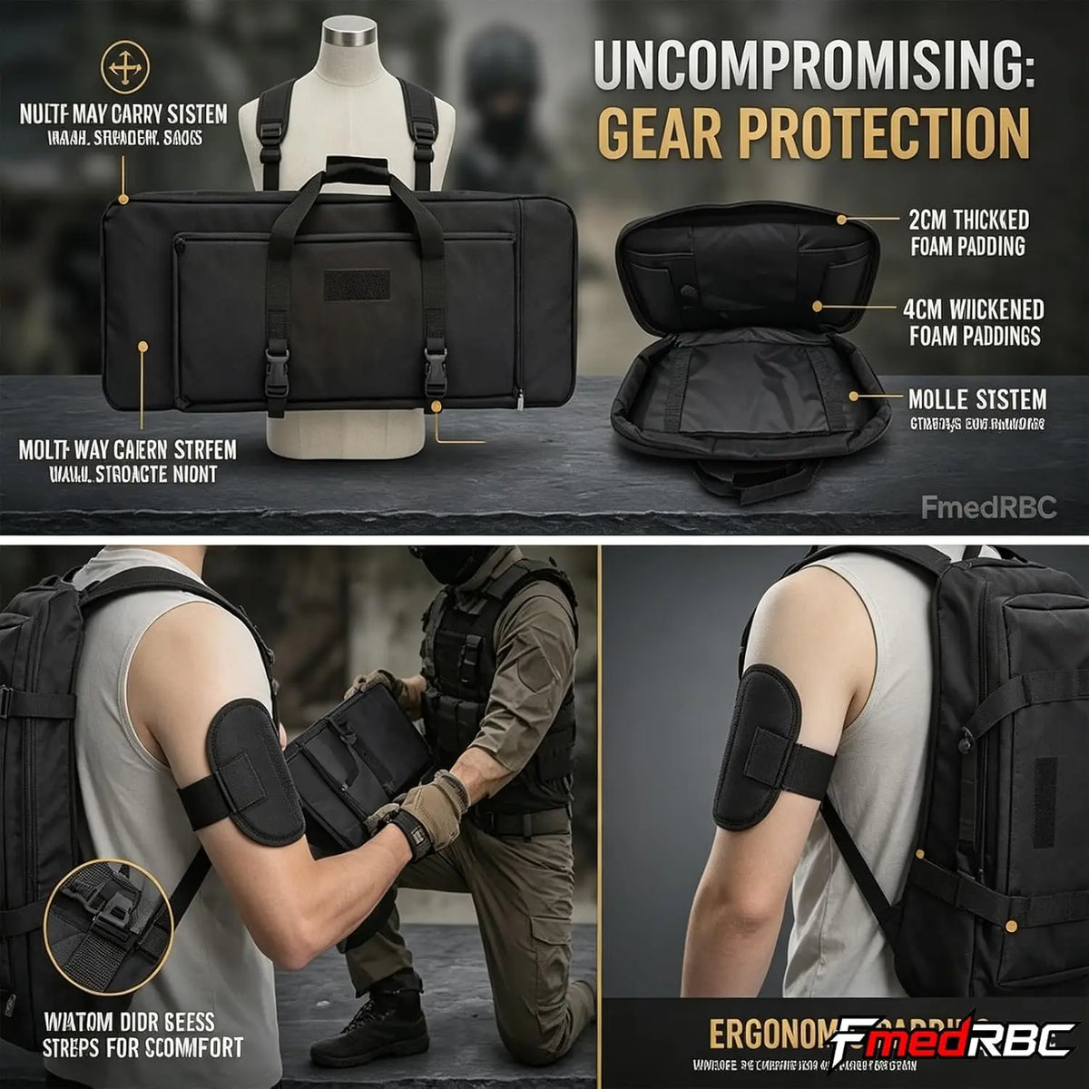 Tactical Rifle Case Soft Long Gun Bag Padded Shotgun Backpack Hunting Weapons Holster Airsoft EDC Pouch 70-120cm Fishing Bag