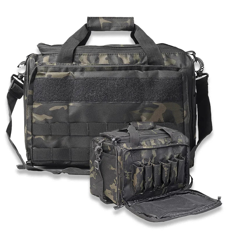 Nylon Tactical Range Storage Bag with Molle System Outdoor Hunting Gun Shoulder Bag for Pistol Tools Camping Equipment