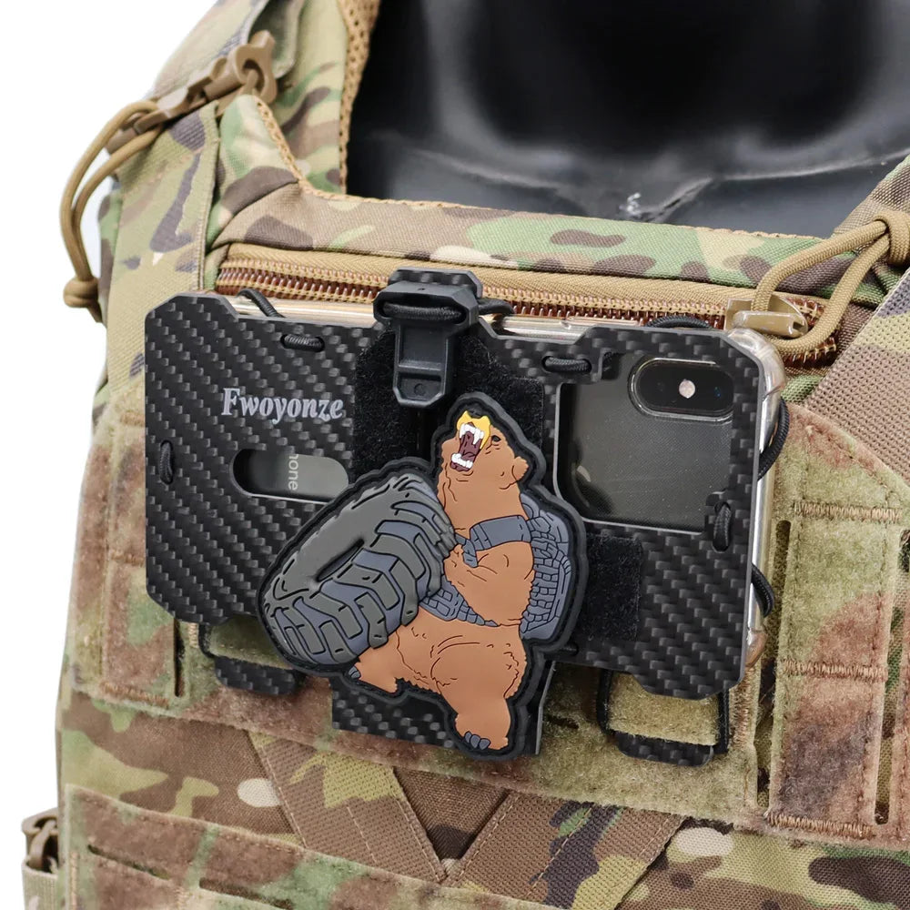 Fwoyonze Carbon Fiber Made Tactical MOLLE Folding Navigation Board Hunting Airsoft Vest Mobile Phone Holder Display Stand