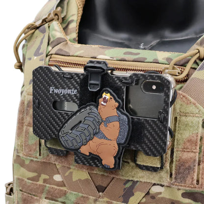 Fwoyonze Carbon Fiber Made Tactical MOLLE Folding Navigation Board Hunting Airsoft Vest Mobile Phone Holder Display Stand