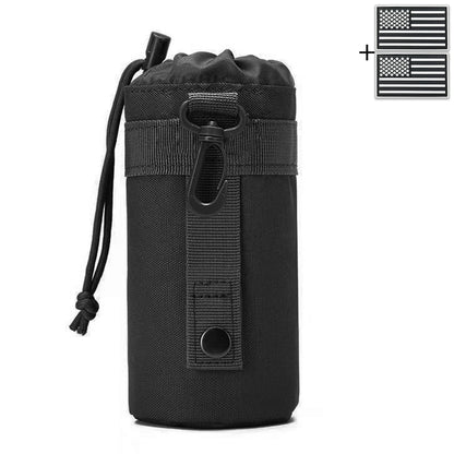 Outdoor hunting water bottle bag with MOLLE expansion system, drawstring strap, mountain buckle fabric, wear-resistant