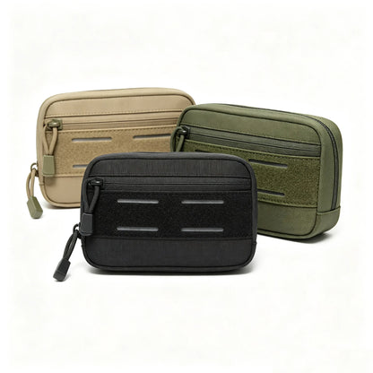 Tactical Laser Cut EDC Pouch Double Zipper Wallet Bag Outdoor Molle Admin Pouch Hiking Hunting Accessory Bag Daily Use
